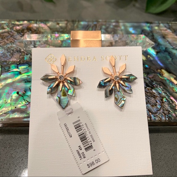 Kendra Scott Abalone Tawny RSG plated Earrings NWT - Picture 7 of 12
